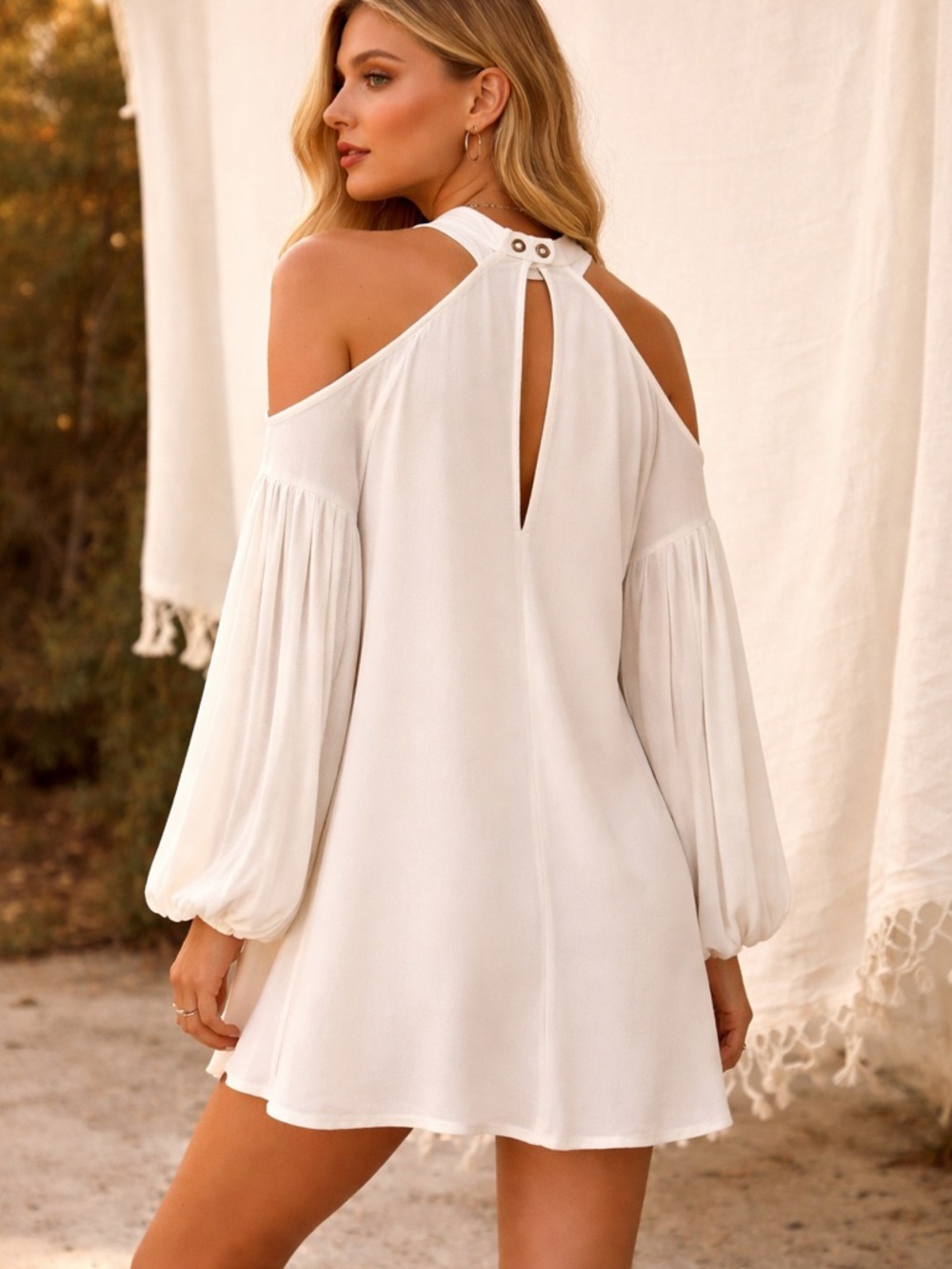 Free People Drift Away Tunic Sz S White Boho Festival Oversized Cocktail Dress